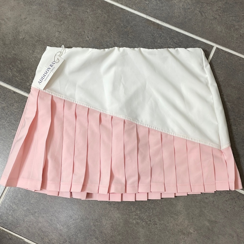 Pink and White Pleated Women's Shorts